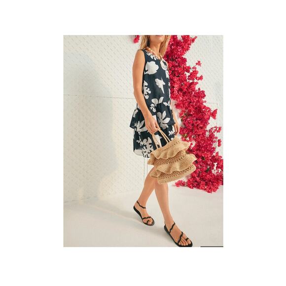 Tuckernuck Seashell Beach Coverup Short Dress Large Cotton Black White NEW - Picture 3 of 16